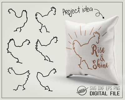 Chicken line art SVG Boertiek 