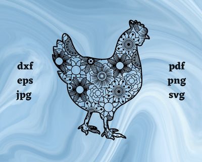 Chicken Mandala SVG Cut File SVG Northern Light SVG 