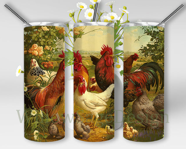 Chicken Meadows 20oz Tumbler Wrap, Chicken Family Tumbler Png, Farm Life Design Tumbler, Animal Farm Png, Mama Chicken Sublimation Design, Digital Download Sublimation WillowSageDesign 