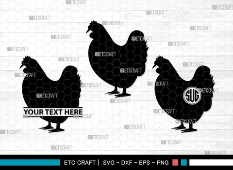 Chicken Monogram, Chicken Silhouette, Chicken SVG, Hen Svg, Chick Svg, Baby Chick Svg, SB00237 SVG ETC Craft 