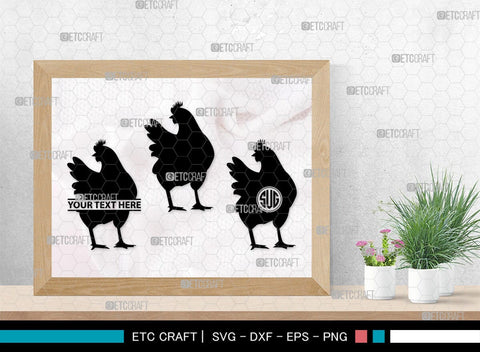 Chicken Monogram, Chicken Silhouette, Chicken SVG, Hen Svg, Chick Svg, Baby Chick Svg, SB00237 SVG ETC Craft 