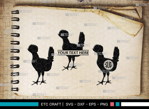 Chicken Monogram, Chicken Silhouette, Chicken SVG, Hen Svg, Chick Svg, Baby Chick Svg, SB00237 SVG ETC Craft 