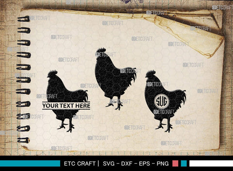 Chicken Monogram, Chicken Silhouette, Chicken SVG, Hen Svg, Chick Svg, Baby Chick Svg, SB00237 SVG ETC Craft 