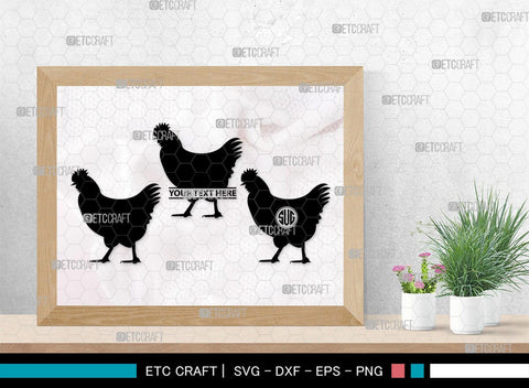 Chicken Monogram, Chicken Silhouette, Chicken SVG, Hen Svg, Chick Svg, Baby Chick Svg, SB00237 SVG ETC Craft 