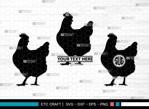 Chicken Monogram, Chicken Silhouette, Chicken SVG, Hen Svg, Chick Svg, Baby Chick Svg, SB00237 SVG ETC Craft 