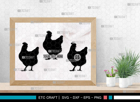 Chicken Monogram, Chicken Silhouette, Chicken SVG, Hen Svg, Chick Svg, Baby Chick Svg, SB00237 SVG ETC Craft 