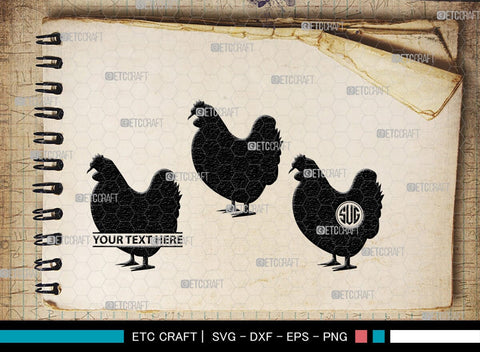 Chicken Monogram, Chicken Silhouette, Chicken SVG, Hen Svg, Chick Svg, Baby Chick Svg, SB00237 SVG ETC Craft 