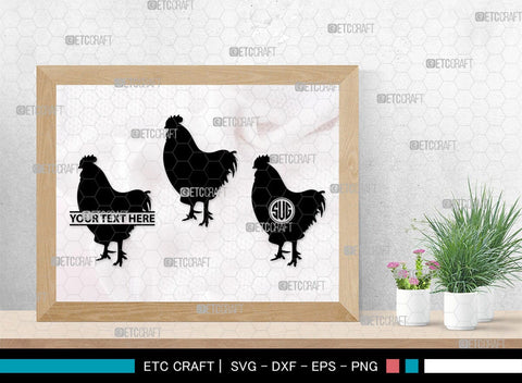 Chicken Monogram, Chicken Silhouette, Chicken SVG, Hen Svg, Chick Svg, Baby Chick Svg, SB00237 SVG ETC Craft 