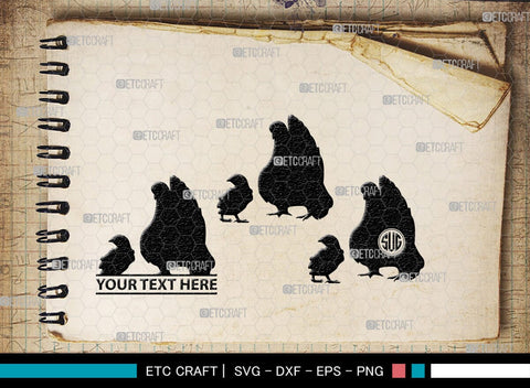 Chicken Monogram, Chicken Silhouette, Chicken SVG, Hen Svg, Chick Svg, Baby Chick Svg, SB00237 SVG ETC Craft 