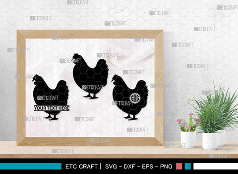 Chicken Monogram, Chicken Silhouette, Chicken SVG, Hen Svg, Chick Svg, Baby Chick Svg, SB00237 SVG ETC Craft 