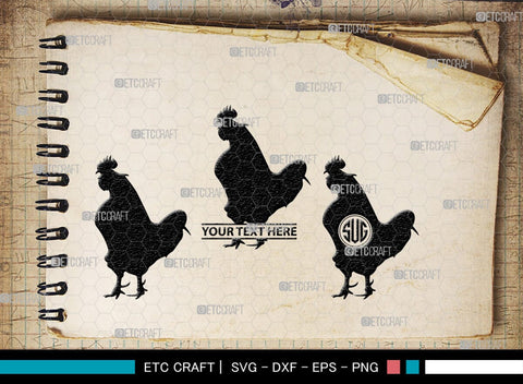 Chicken Monogram, Chicken Silhouette, Chicken SVG, Hen Svg, Chick Svg, Baby Chick Svg, SB00237 SVG ETC Craft 