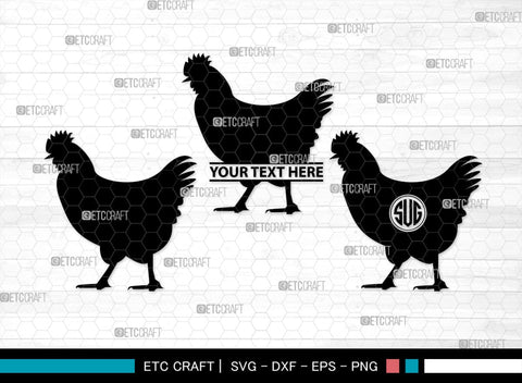 Chicken Monogram, Chicken Silhouette, Chicken SVG, Hen Svg, Chick Svg, Baby Chick Svg, SB00237 SVG ETC Craft 