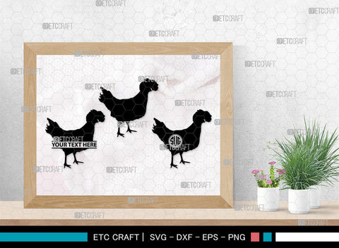 Chicken Monogram, Chicken Silhouette, Chicken SVG, Hen Svg, Chick Svg, Baby Chick Svg, SB00237 SVG ETC Craft 