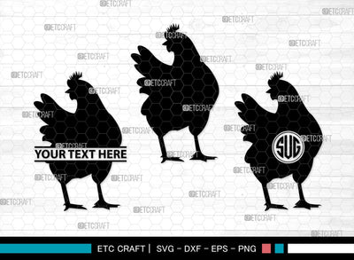 Chicken Monogram, Chicken Silhouette, Chicken SVG, Hen Svg, Chick Svg, Baby Chick Svg, SB00237 SVG ETC Craft 