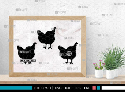 Chicken Monogram, Chicken Silhouette, Chicken SVG, Hen Svg, Chick Svg, Baby Chick Svg, SB00237 SVG ETC Craft 