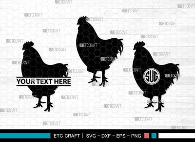 Chicken Monogram, Chicken Silhouette, Chicken SVG, Hen Svg, Chick Svg, Baby Chick Svg, SB00237 SVG ETC Craft 