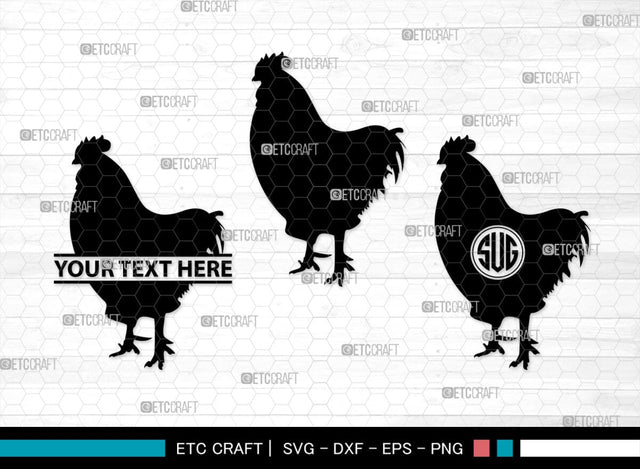 Chicken Monogram, Chicken Silhouette, Chicken SVG, Hen Svg, Chick Svg, Baby Chick Svg, SB00237 SVG ETC Craft 