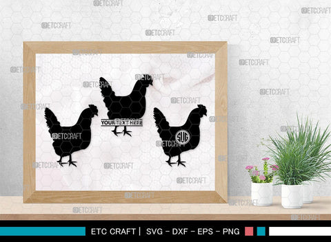 Chicken Monogram, Chicken Silhouette, Chicken SVG, Hen Svg, Chick Svg, Baby Chick Svg, SB00237 SVG ETC Craft 