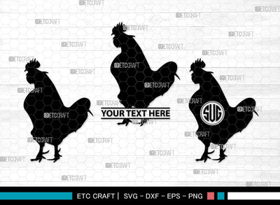 Chicken Monogram, Chicken Silhouette, Chicken SVG, Hen Svg, Chick Svg, Baby Chick Svg, SB00237 SVG ETC Craft 