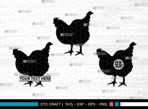 Chicken Monogram, Chicken Silhouette, Chicken SVG, Hen Svg, Chick Svg, Baby Chick Svg, SB00237 SVG ETC Craft 