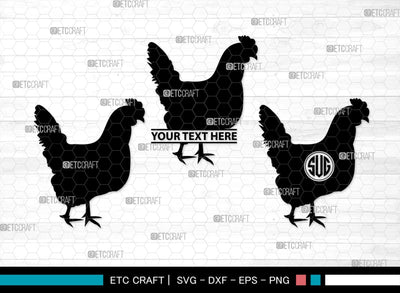 Chicken Monogram, Chicken Silhouette, Chicken SVG, Hen Svg, Chick Svg, Baby Chick Svg, SB00237 SVG ETC Craft 