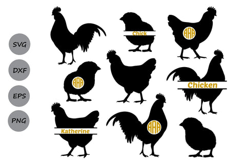 Chicken Monogram| Farm Chicken SVG Cut Files SVG CosmosFineArt 