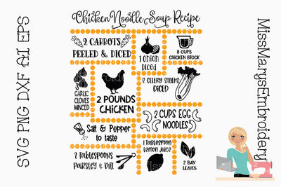 Chicken Noodle Soup Recipe | Recipe SVG SVG MissMarysEmbroidery 