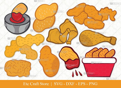 Chicken Nuggets Clipart SVG Cut File | Chicken Svg | Nuggets Svg | Fried Chicken Svg | Chicken Nugs Bundle | Eps | Dxf | Png SVG ETC Craft 