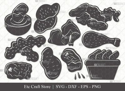 Chicken Nuggets Silhouette SVG Cut File | Chicken Svg | Nuggets Svg | Fried Chicken Svg | Chicken Nugs Bundle | Eps | Dxf | Png SVG ETC Craft 