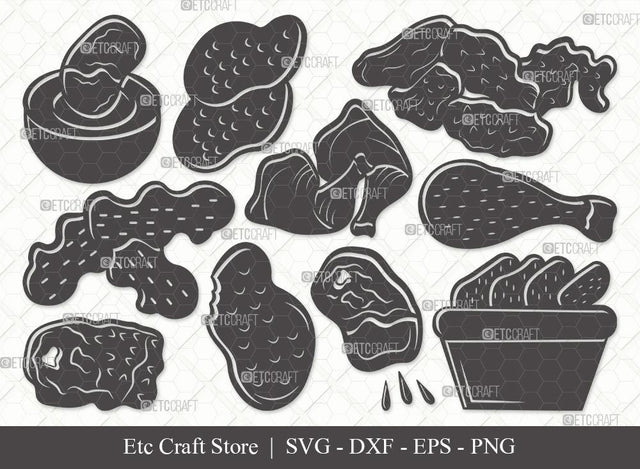 Chicken Nuggets Silhouette SVG Cut File | Chicken Svg | Nuggets Svg | Fried Chicken Svg | Chicken Nugs Bundle | Eps | Dxf | Png SVG ETC Craft 