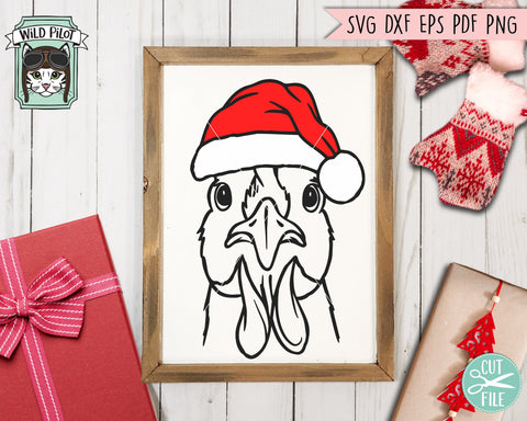 Chicken Santa Hat SVG Cut File, Chicken With Hat SVG, Christmas SVG File, Chicken SVG, Christmas Cut File, Christmas Animals SVG, Animal Santa SVG SVG Wild Pilot 