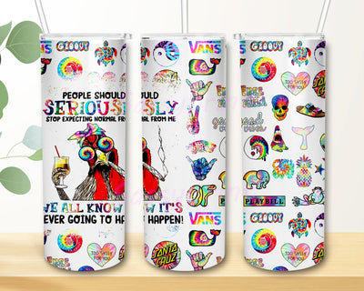 Chicken Stop Expecting Normal Hippie Pattern 20oz Skinny Tumbler Sublimation Wrap Design PNG Digital Download Sublimation sassyprint 