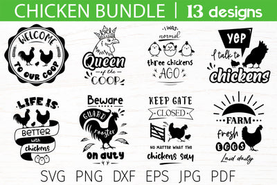 Chicken svg bundle, funny farmhouse quotes SVG Digital Rainbow Shop 
