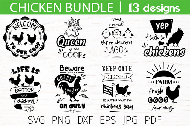 Chicken svg bundle, funny farmhouse quotes SVG Digital Rainbow Shop 