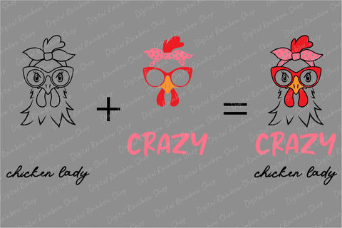 Chicken svg, crazy chicken lady svg, funny farmhouse svg SVG Digital Rainbow Shop 