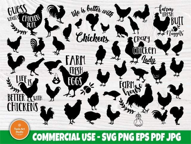 Chicken SVG cut file | Chicken bundle svg | Farmhouse sign | Chicken silhouette | Chicken clipart | Funny quotes svg | Chicken vector SVG TonisArtStudio 