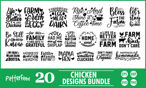Chicken SVG Designs Bundle SVG PatternFeed8 