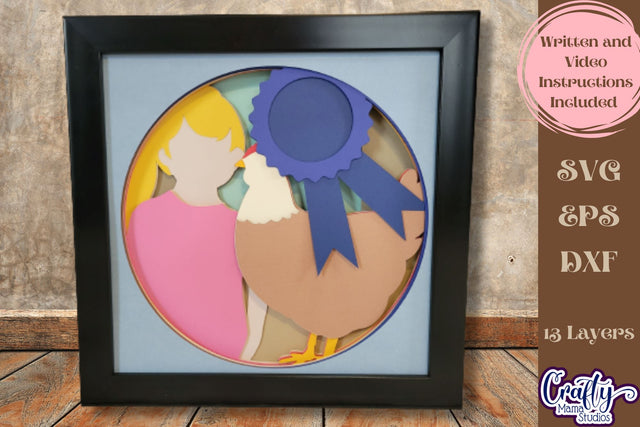 Chicken Svg Shadow Box, 3D Layered Chicken Competition File SVG Crafty Mama Studios 