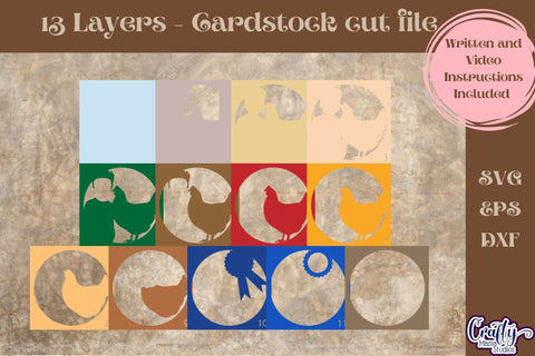 Chicken Svg Shadow Box, 3D Layered Chicken Competition File SVG Crafty Mama Studios 