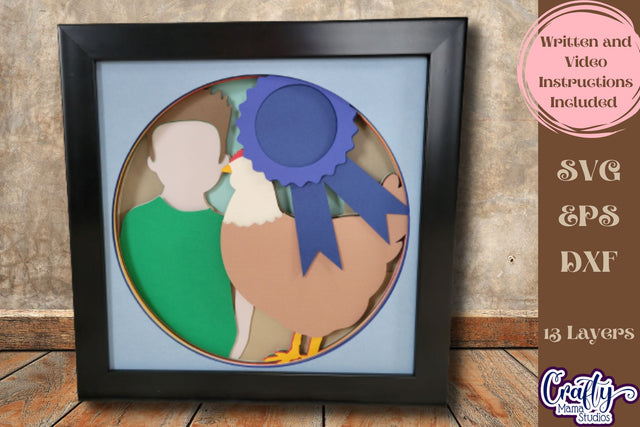 Chicken Svg Shadow Box, 3D Layered Chicken Competition File SVG Crafty Mama Studios 