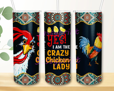 Chicken Tumbler Crazy Chicken Lady Size 20 Oz Coffee Tumbler PNG, Chicken Tumbler Sublimation Design Sublimation sassyprint 