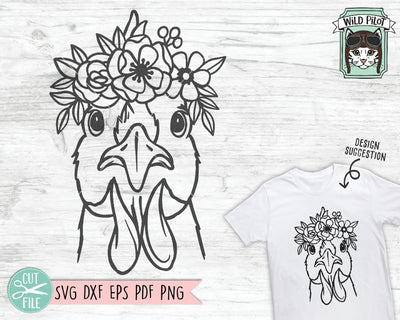 Chicken With Flowers SVG Cut File SVG Wild Pilot 