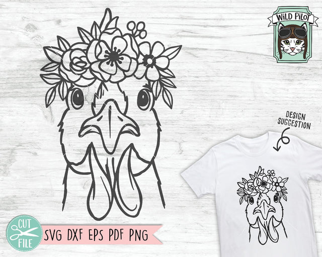 Chicken With Flowers SVG Cut File SVG Wild Pilot 