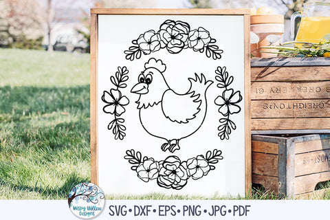 Chicken with Flowers SVG SVG Wispy Willow Designs 