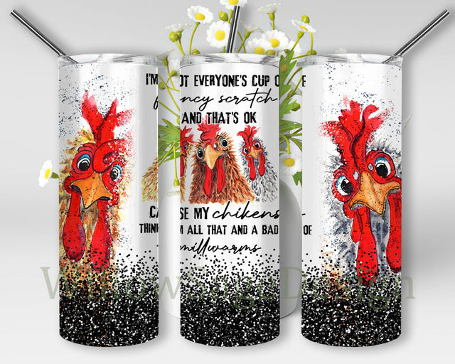 Chicken Wrap 20oz Skinny Tumbler Png, Glitter Tumbler Png, Farm Animals Tumbler Png, Farm Animals, Funny Chicken Tumbler Png Sublimation WillowSageDesign 