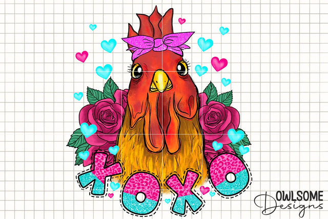 Chicken XoXo Valentine PNG Sublimation Sublimation Owlsome.Designs 