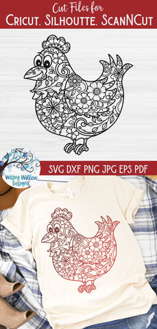 Chicken Zentangle SVG SVG Wispy Willow Designs 