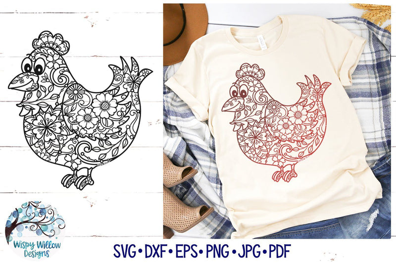Chicken Zentangle SVG SVG Wispy Willow Designs 