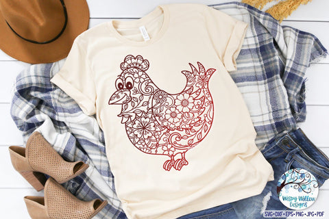 Chicken Zentangle SVG SVG Wispy Willow Designs 