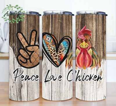 Chickens 20oz Skinny Tumbler, Peace Love Chickens Tumbler Design, Western Chickens Tumbler Png, Animal Farm Sublimation Design, Digital Download Sublimation AdriOP 